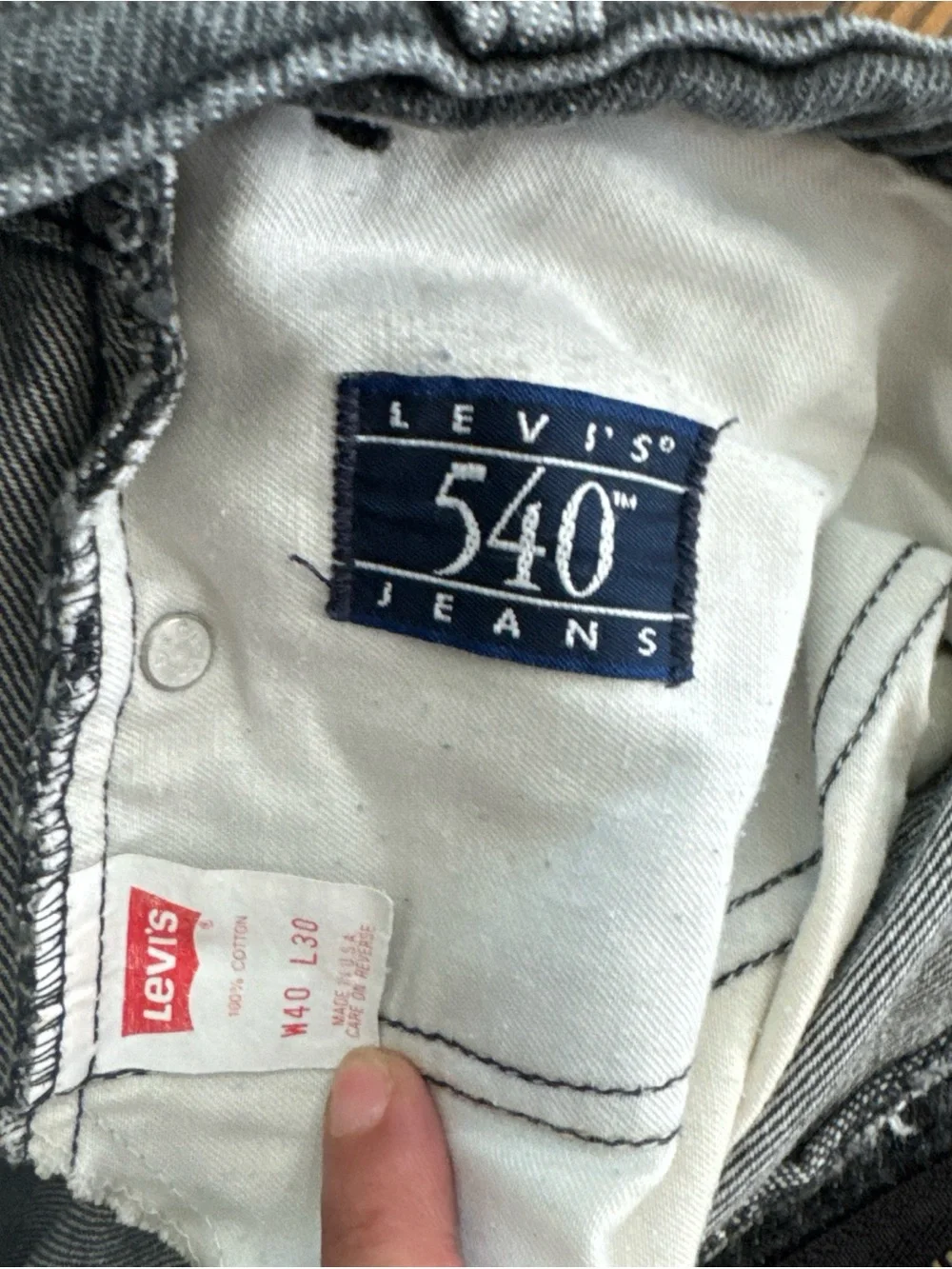 Vintage Levi's 540 Brown Tab Flex Light Wash Denim Jeans Leather Tag Men's 40x30